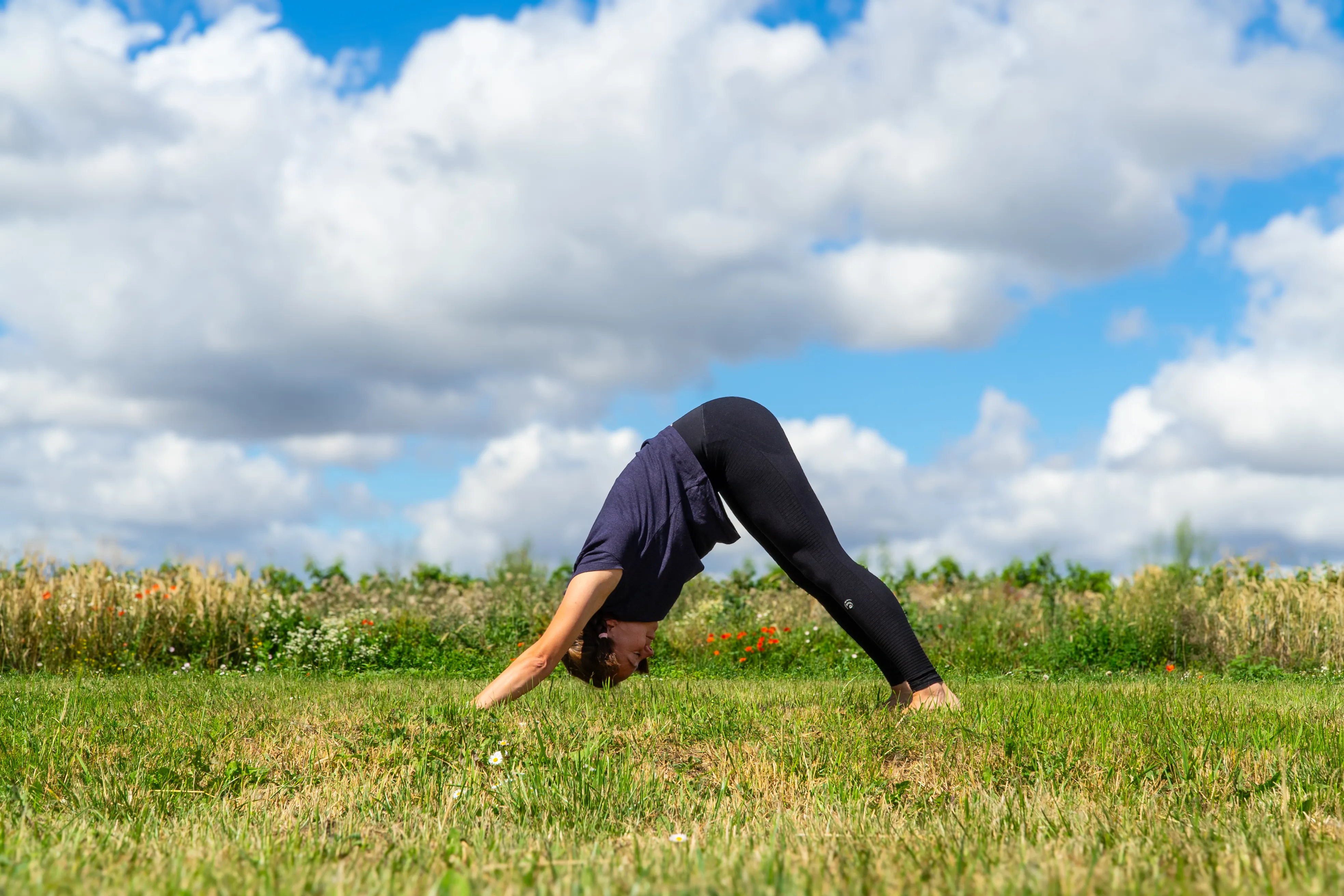 Power Yoga im Garten in Worms-Pfeddersheim – herabschauender Hund